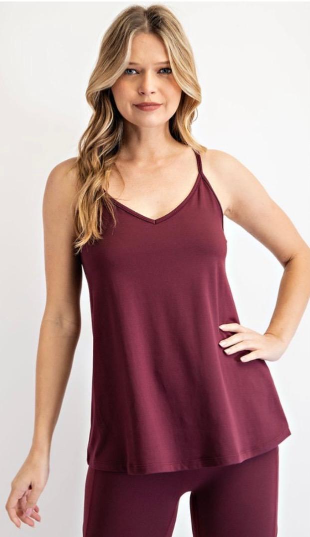 Maroon spaghetti shop strap top