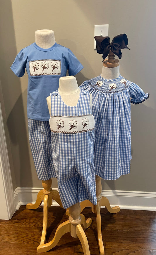 Cotton Smocked Boys Pant Set