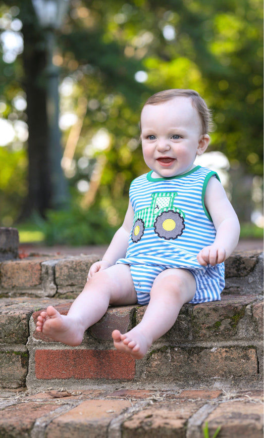 Boys Tractor Stripe Bubble