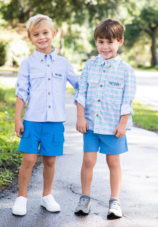 All Aboard Blue/White Button Up